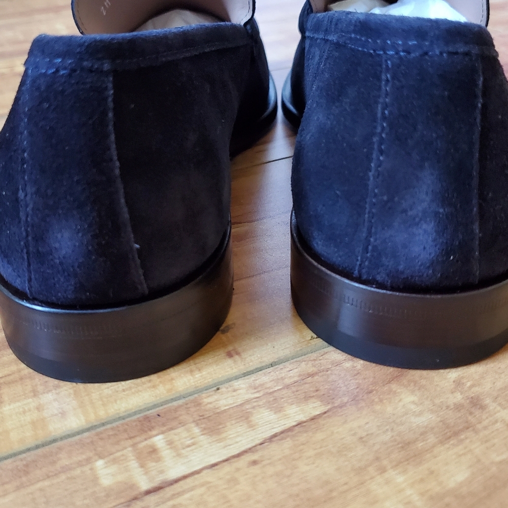 SOLD SALVATORE FERRAGAMO MEN'S ROLO 6 DARK BLUE BUC SUEDE LOAFERS SZ 9 EE - Picture 6 of 8